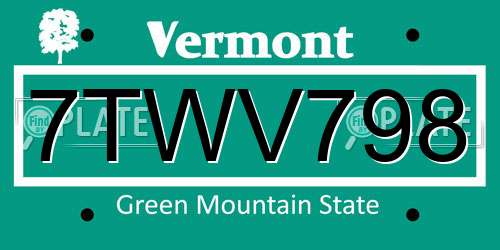 7TWV798 Vermont License Plate