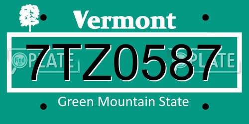 7TZ0587 Vermont License Plate