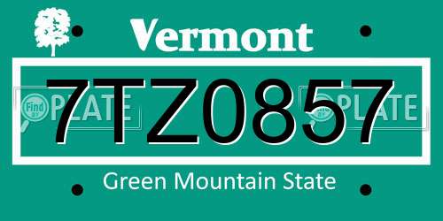 7TZ0857 Vermont License Plate