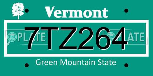 7TZ264 Vermont License Plate