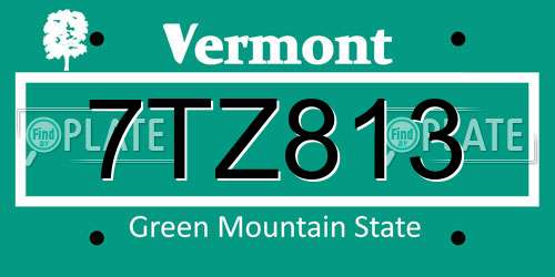 7TZ813 Vermont License Plate