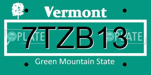 7TZB13 Vermont License Plate