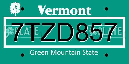 7TZD857 Vermont License Plate