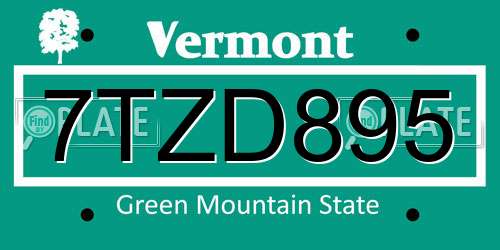 7TZD895 Vermont License Plate