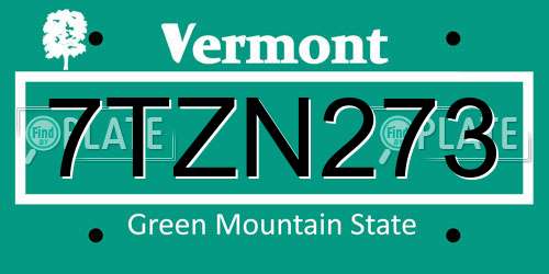 7TZN273 Vermont License Plate