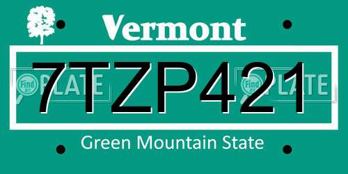 7TZP421 Vermont License Plate