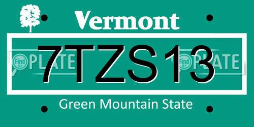 7TZS13 Vermont License Plate