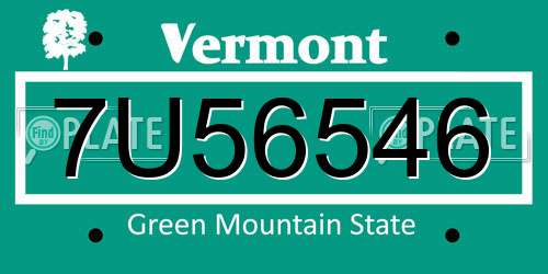 7U56546 Vermont License Plate