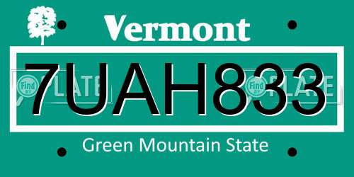 7UAH833 Vermont License Plate
