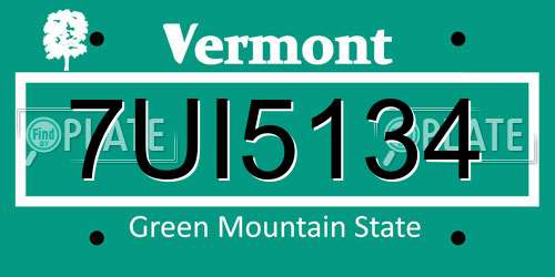 7UI5134 Vermont License Plate