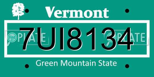 7UI8134 Vermont License Plate