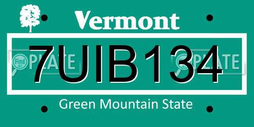 7UIB134 Vermont License Plate