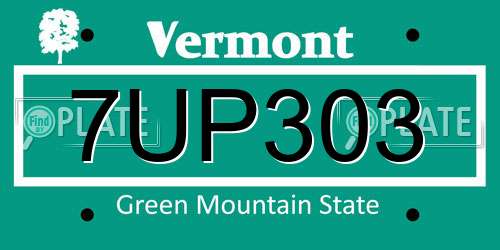 7UP303 Vermont License Plate