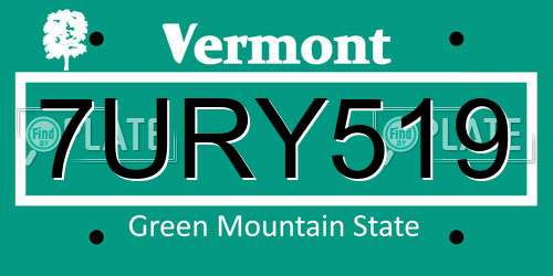7URY519 Vermont License Plate