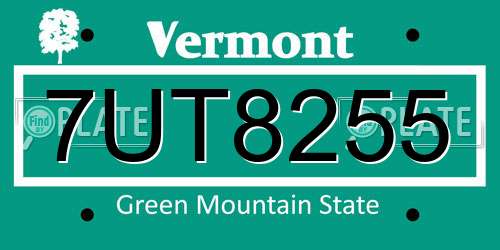 7UT8255 Vermont License Plate