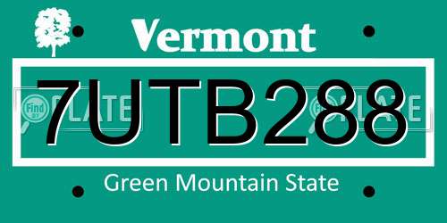 7UTB288 Vermont License Plate
