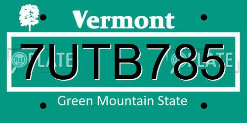 7UTB785 Vermont License Plate