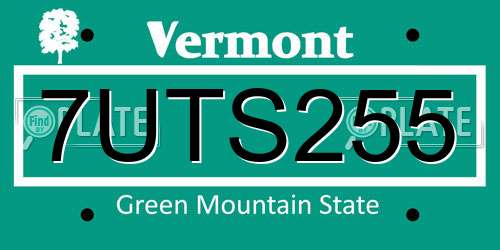 7UTS255 Vermont License Plate