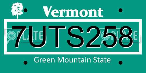 7UTS258 Vermont License Plate