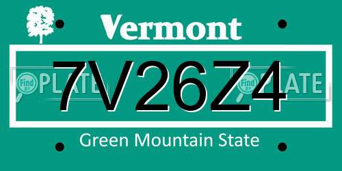 7V26Z4 Vermont License Plate
