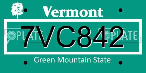 7VC842 Vermont License Plate