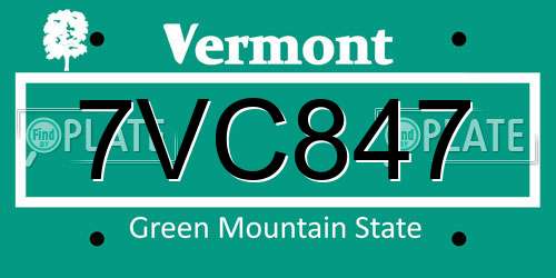 7VC847 Vermont License Plate