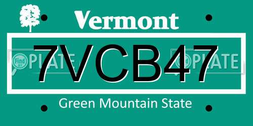 7VCB47 Vermont License Plate