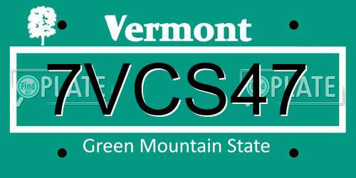 7VCS47 Vermont License Plate