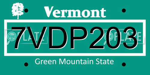 7VDP203 Vermont License Plate