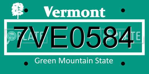 7VE0584 Vermont License Plate