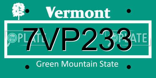 7VP233 Vermont License Plate