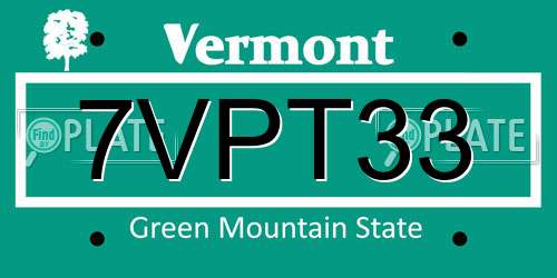 7VPT33 Vermont License Plate