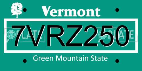 7VRZ250 Vermont License Plate