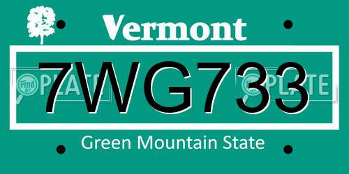 7WG733 Vermont License Plate