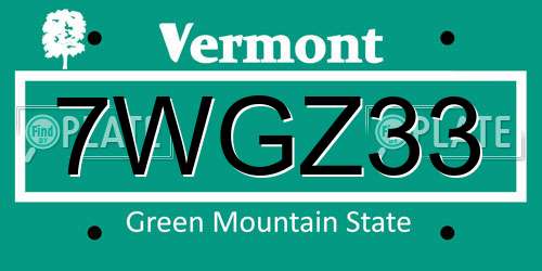 7WGZ33 Vermont License Plate