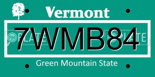 7WMB84 Vermont License Plate