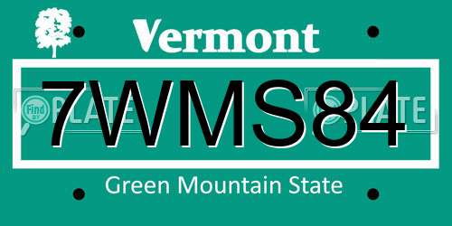 7WMS84 Vermont License Plate
