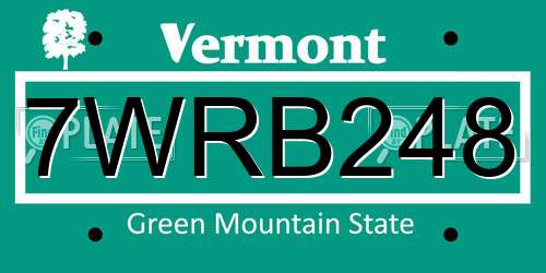 7WRB248 Vermont License Plate