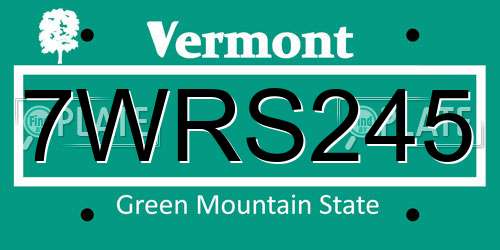 7WRS245 Vermont License Plate