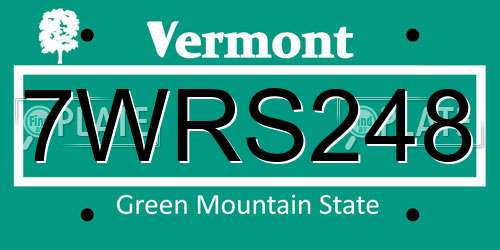 7WRS248 Vermont License Plate