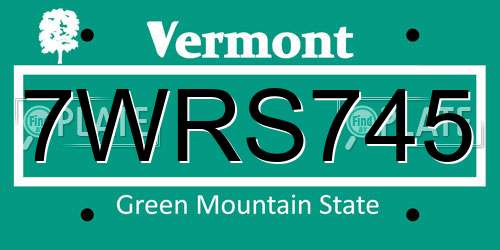 7WRS745 Vermont License Plate