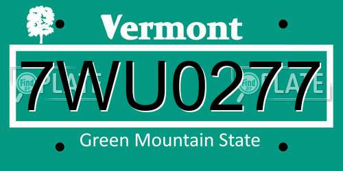 7WU0277 Vermont License Plate