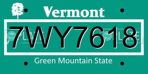 7WY7618 Vermont License Plate
