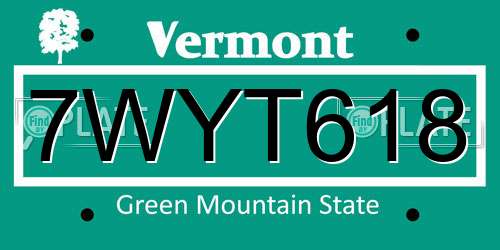 7WYT618 Vermont License Plate