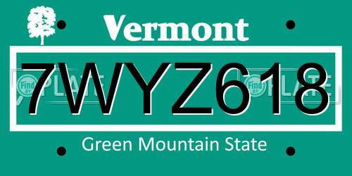 7WYZ618 Vermont License Plate
