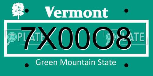 7X00O8 Vermont License Plate