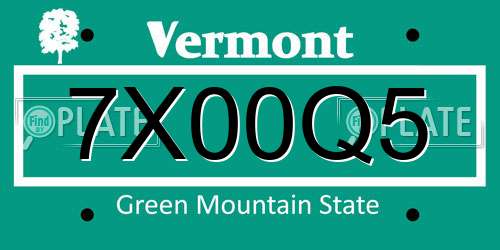 7X00Q5 Vermont License Plate