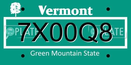 7X00Q8 Vermont License Plate