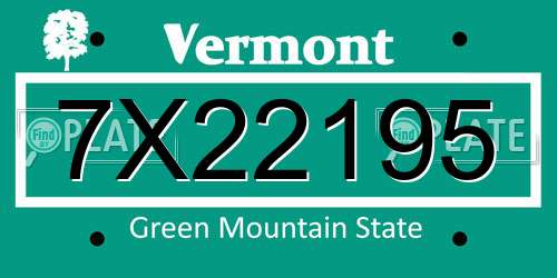 7X22195 Vermont License Plate