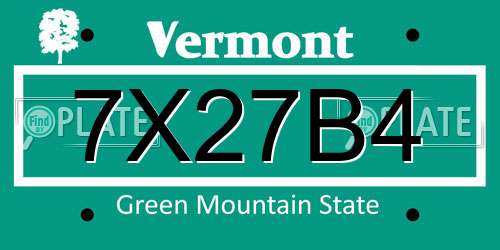 7X27B4 Vermont License Plate